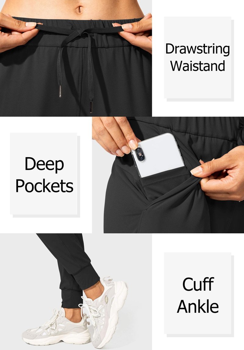 SANTINY Women's Joggers Pants Pockets Drawstring Running Sweatpants for Women Lounge Workout Jogging(Black_XXL)