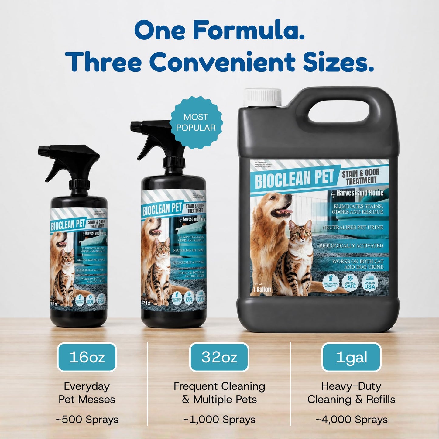 Bioclean Pet Carpet Cleaner & Deodorizer – Eliminates Pet Urine Smell, Stain & Odor Remover, No Residue, Made in USA – 32oz