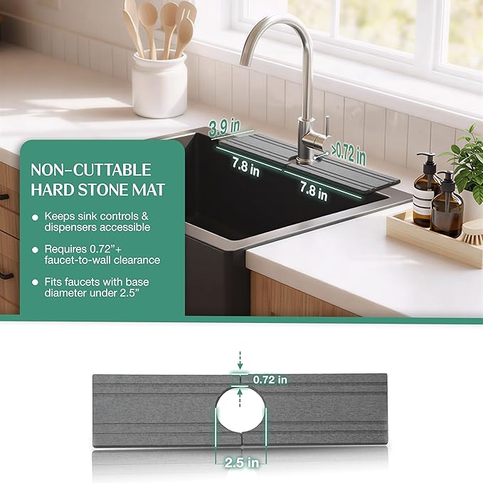 Stone Faucet Mat for Kitchen Sink Splash Guard 15.7" x 3.9"