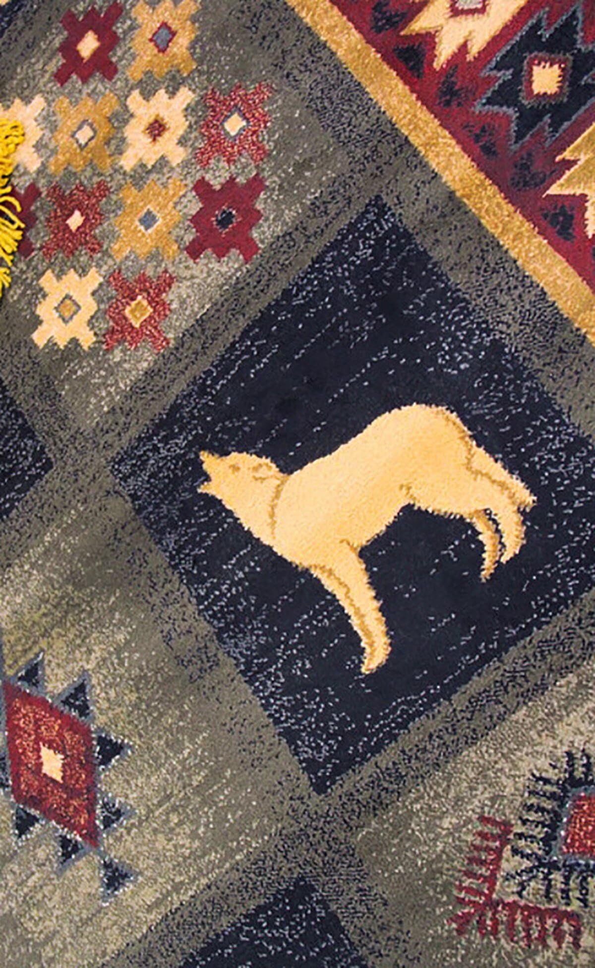 Qmkmyy Vintage Lodge Cabin Area Rug 4'x6' Hunting Bear Deer Print Rugs Rustic Wildlife Farmhouse Rug Country Style Leaf Carpet Low Pile Rectangular Mat,Black