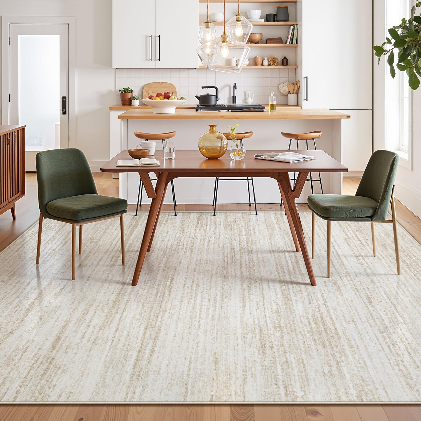 Area Rug 5x7 Living Room Rugs: Washable Modern Rug Non-Slip Soft Rugs Stain Resistant Printed Rug Indoor Carpet for Bedroom Kitchen Dining Room Nursery Home(Beige, 5'x7')