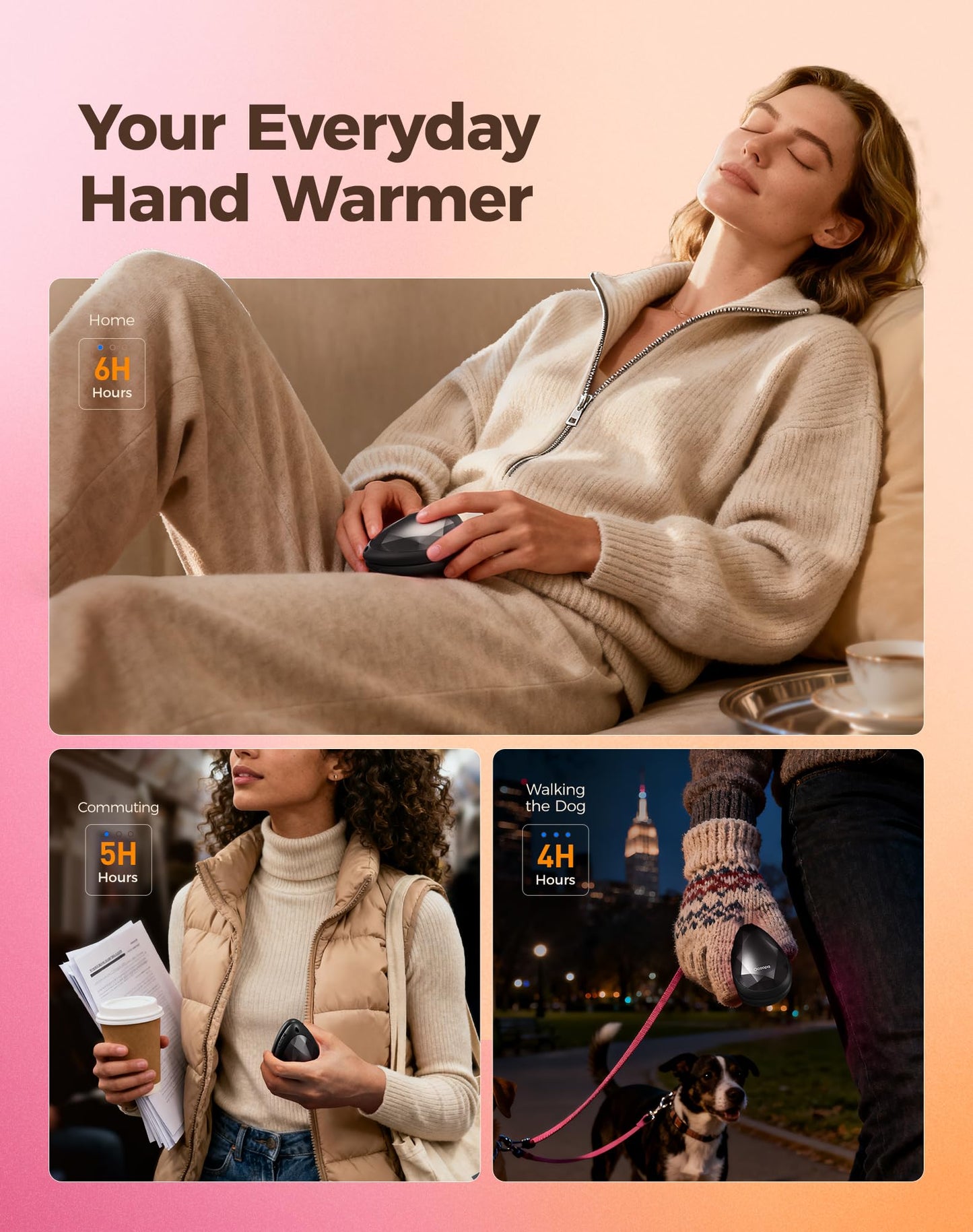OCOOPA Hand Warmers Rechargeable 2 Pack, Portable, Stylish, Diamond-Shape Magnetic Electric Handwarmer, Reusable Pocket Heater, Raynaud, Hiking, Christmas, 2026 Tech Gifts for Women Camping, UT4 Rare