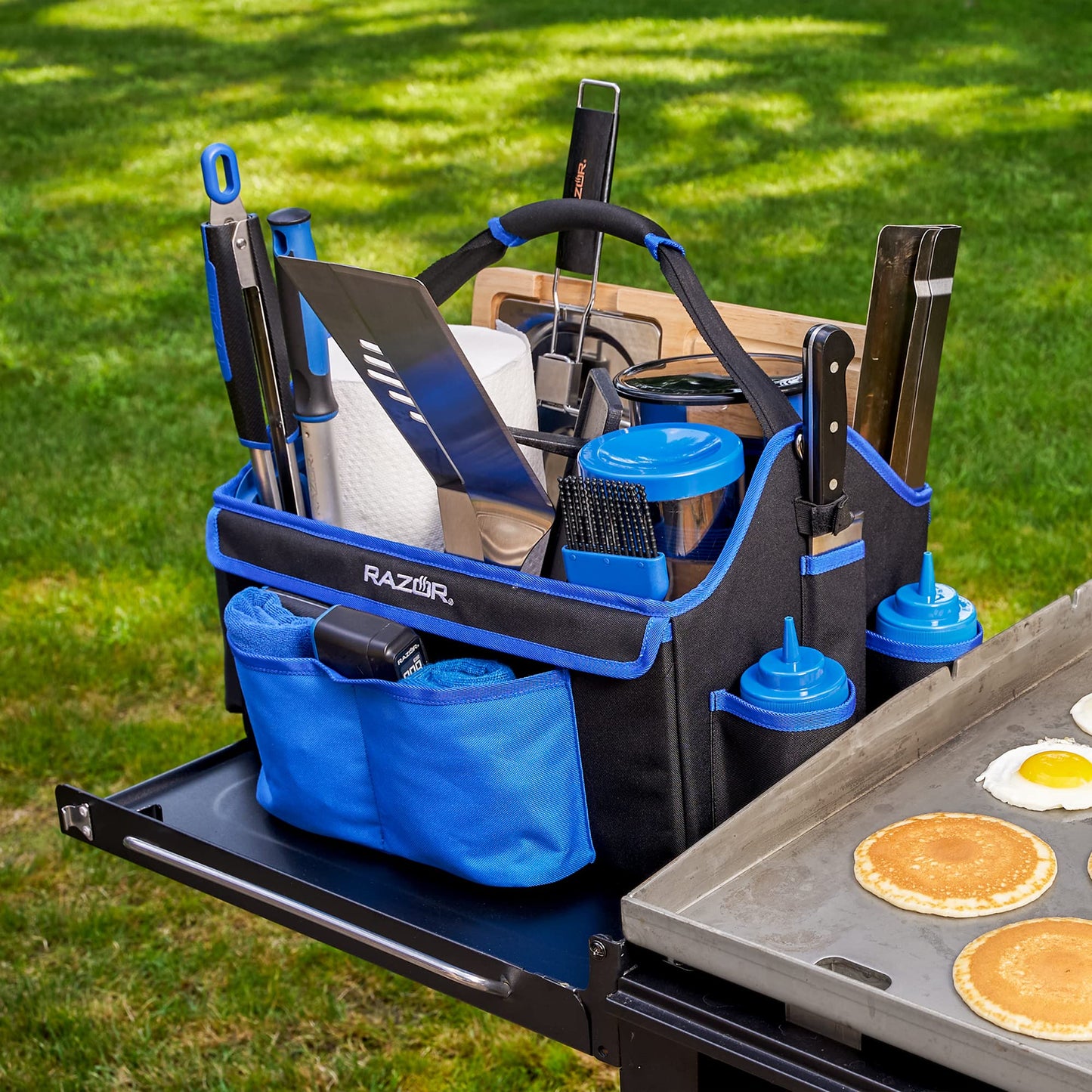 Mr. Bar-B-Q RAZOR Heavy-Duty BBQ Grill Tool Caddy and Griddle Accessory Organizer
