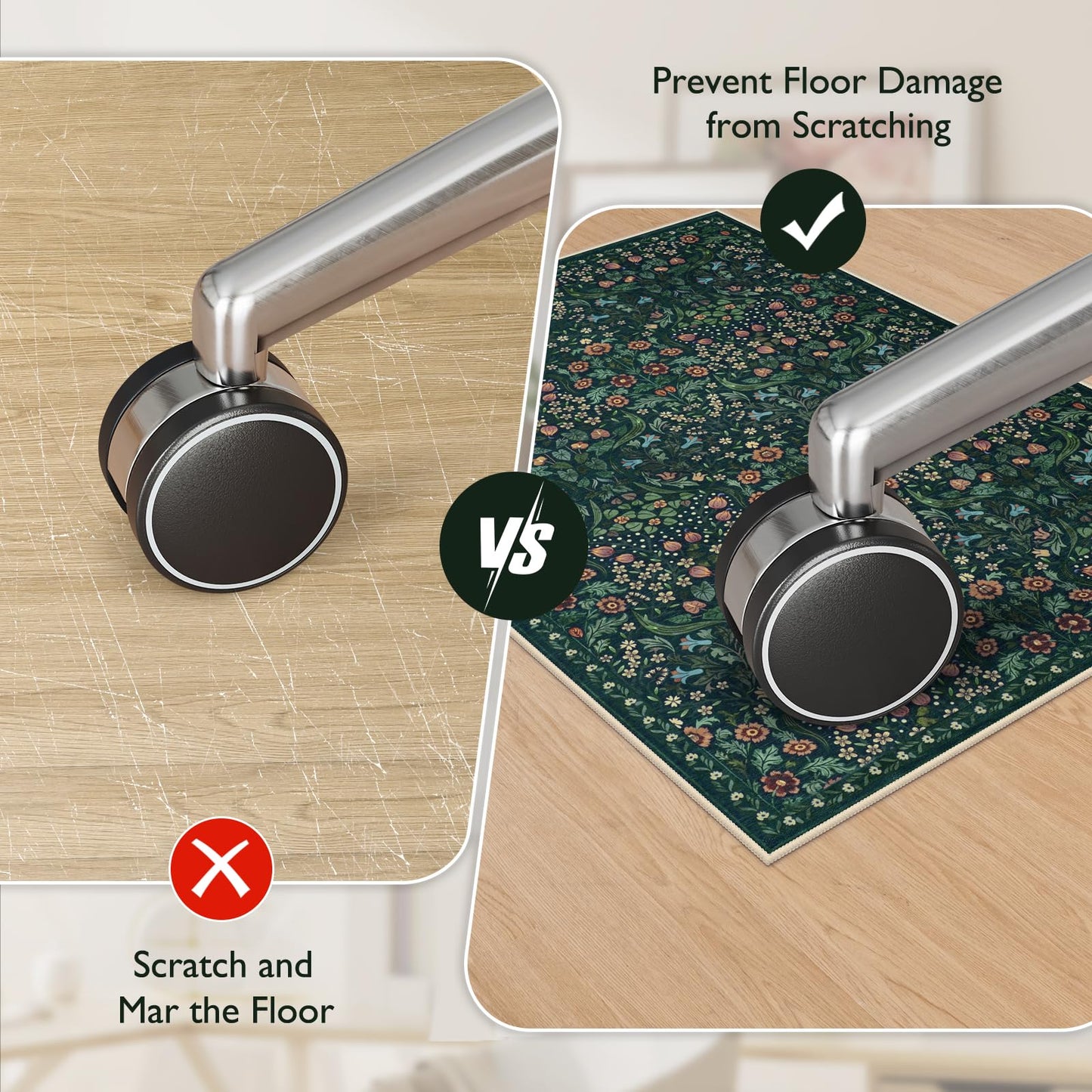 Anidaroel Floral Office Chair Mat for Hardwood Floor, 36"x48" Desk Chair Mat for Hard Floors, Under Desk Rug for Rolling Chair, Anti-Slip Computer Chair Mat, Low Pile Carpet Protector Mat