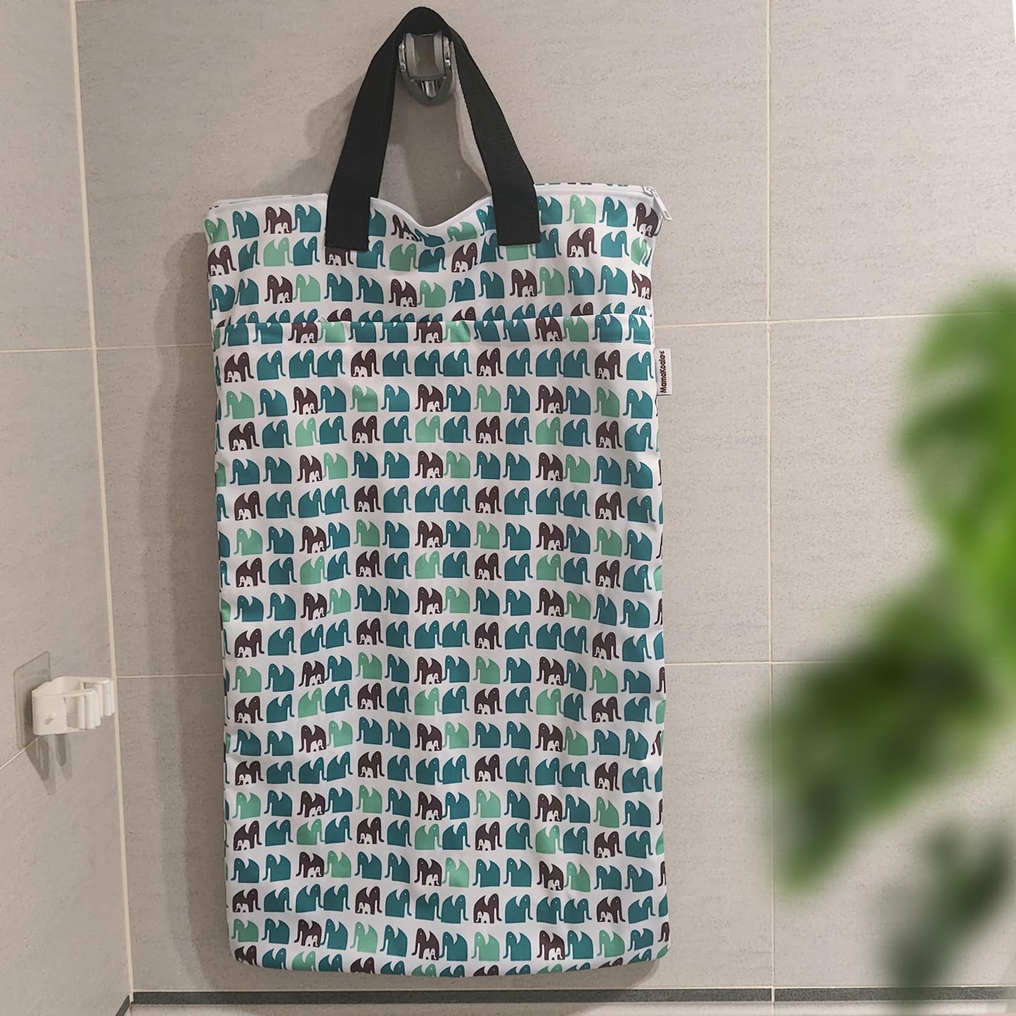 Mama Koala Reusable Hanging Wet Dry Bags for Baby Items, Cloth Diapers, Swimsuits, Travel, Gym Clothes, Beach, Pump Parts, Toiletries, Two Zippered Pockets, 2 Pack (W006L)