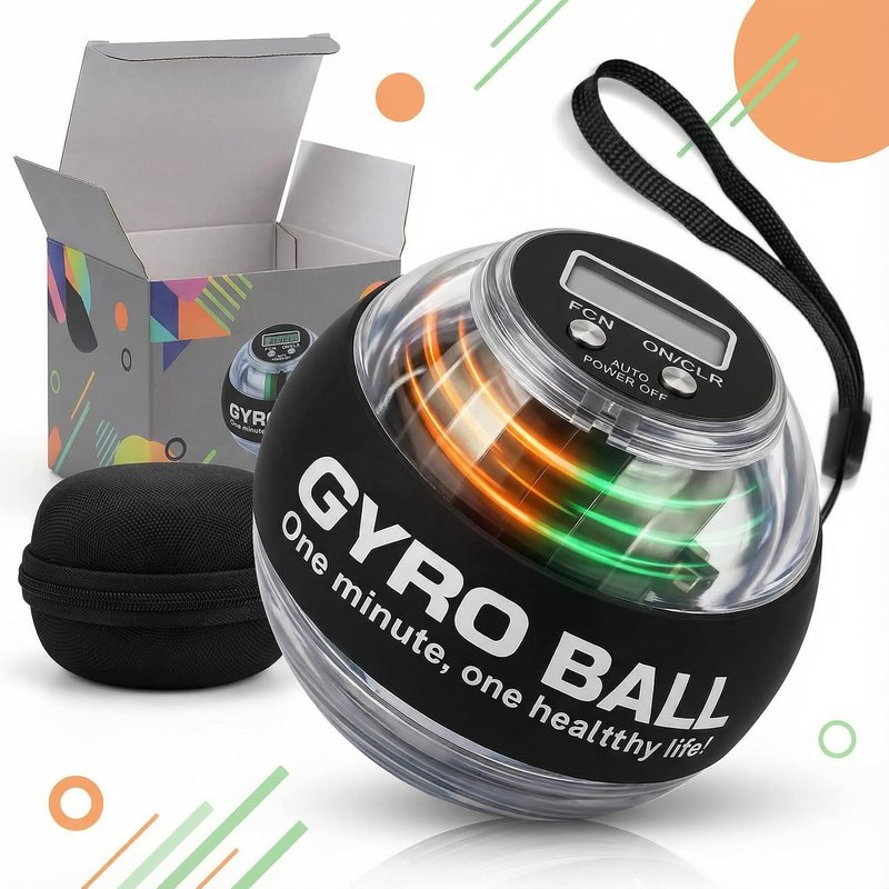 Torque ball,2026 Upgraded Wrist Ball Exerciser,Auto-Start Gyroscopic Forearm Exerciser,Hand Strengthening,Resistance, Blue lights,No Lanyard Included (Metal version)
