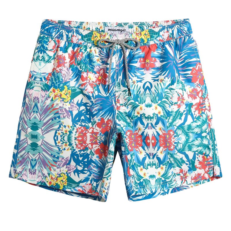 maamgic Mens Swim Trunks Quick Dry Swim Shorts with Mesh Lining Funny Swimwear Bathing Suits 7inch Hawaii Floral XX-Large