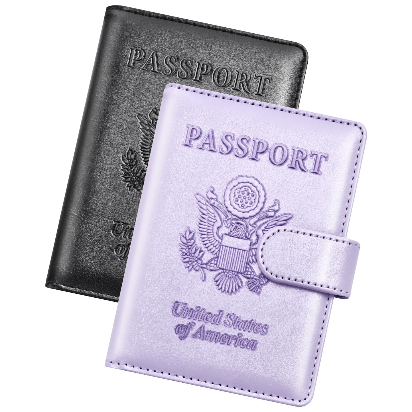 Herain Passport Holder for Travel Essentials, 2 Pcs Passport Cover Wallet Case Travel Gifts Women Men Family, RFID Passports Book Card Holders Travels Cruise Accessories Must Haves