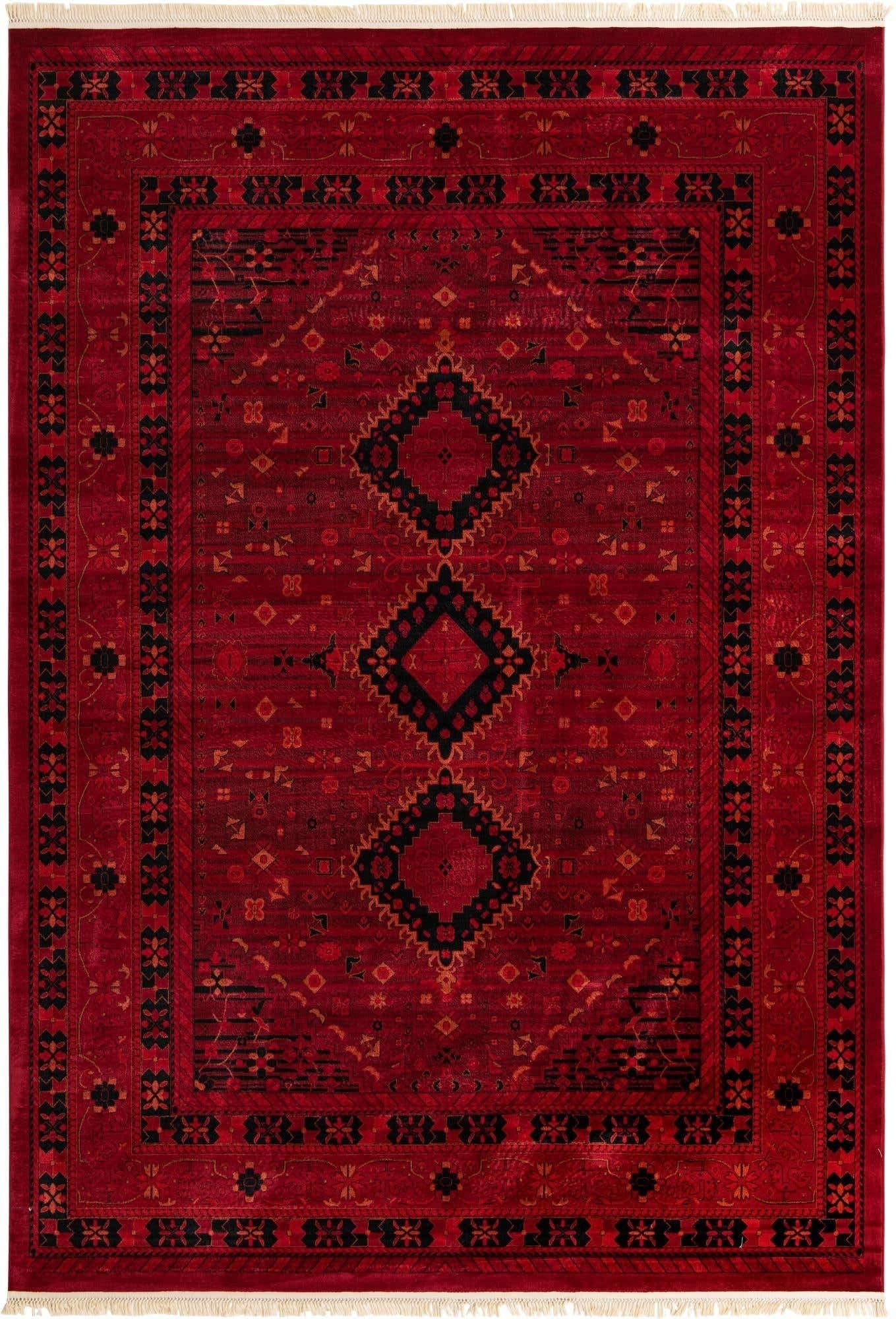 Unique Loom Tekke Collection Area Rug - Sheibani (10' x 14' 1" Rectangle, Red/ Black)