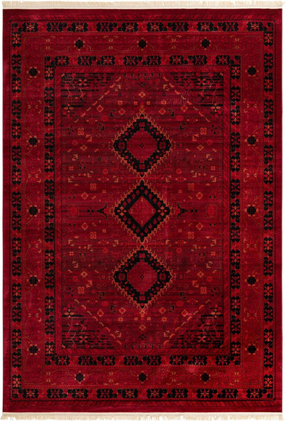 Unique Loom Tekke Collection Area Rug - Sheibani (10' x 14' 1" Rectangle, Red/ Black)