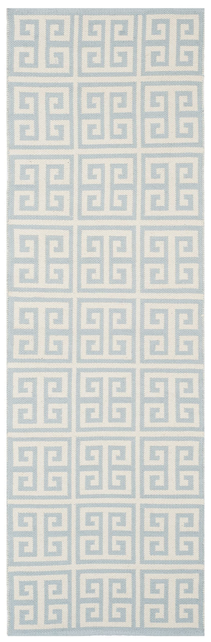 SAFAVIEH Montauk Collection Runner Rug - 2'3" x 7', Light Blue & Ivory, Handmade Greek Key Cotton, Ideal for High Traffic Areas in Living Room, Bedroom (MTK724K)