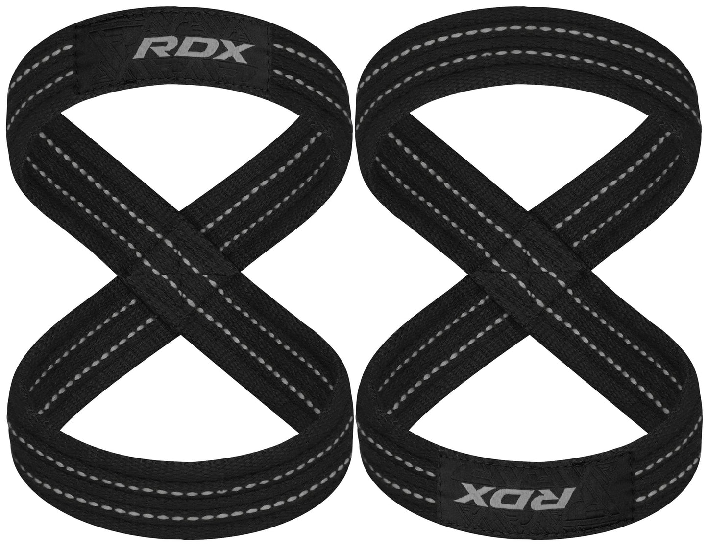 RDX Weight Lifting Straps Figure 8, Anti Slip Strap with Cuffs Wrist Support for Gym Workout Deadlift Powerlifting Bodybuilding Weightlifting, Fitness Strength Training, Hand Bar Grip for Men