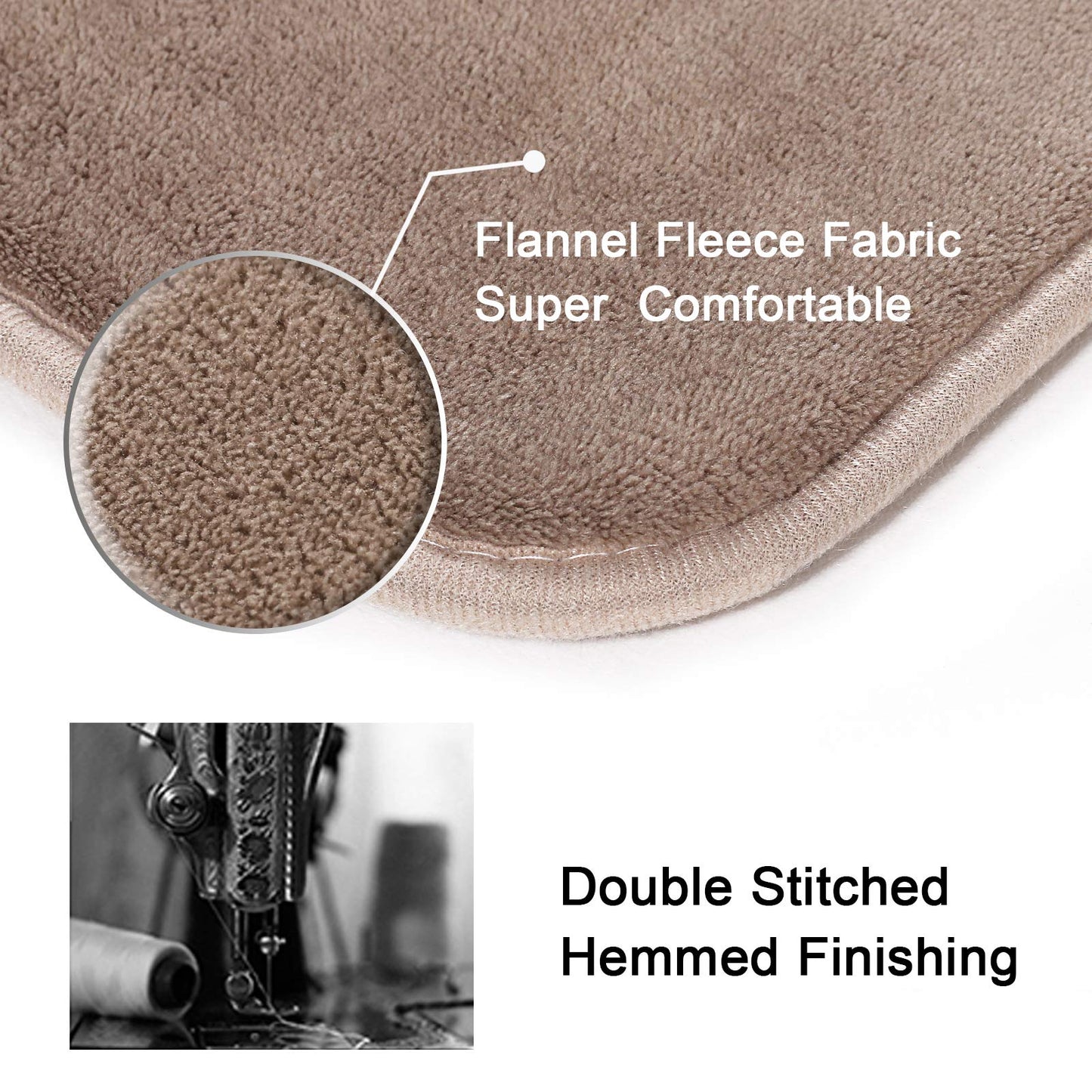 H.VERSAILTEX Bath Mat Memory Foam Bathroom Rug Flannel Velvety Luxury Extra Soft and Absorbent Non Slip Rugs for Bathroom/Bedroom Washable (Curved Set 20"x 32" Plus 20"x 20"U, Taupe)