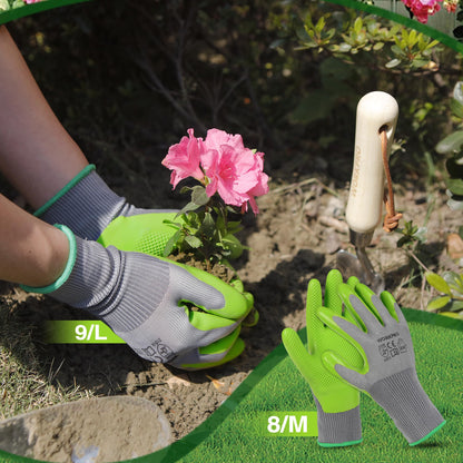 WORKPRO 6 Pairs Garden Gloves, Work Glove with Eco Latex Palm Coated, Gardening Gloves, Working Gloves for Weeding, Digging, Raking, and Pruning (Large)