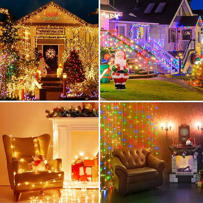 KNONEW 720 LED 337FT Christmas Lights Outdoor Clear Wire Color Changing String Lights with 11 Modes & Timer Dimmable Fairy Light for Xmas Tree Roof Yard Wedding Decorations(Warm White to Multicolor)