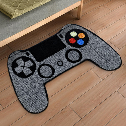 Isyorefam Black Games Console Tufted Rug, Funny Gaming Mat Gamepad Rugs, Game Controller Shaped Home Décor Carpet, Cool Gamer Non-Slip Washable Soft Absorbent 20"x32" Area Rug