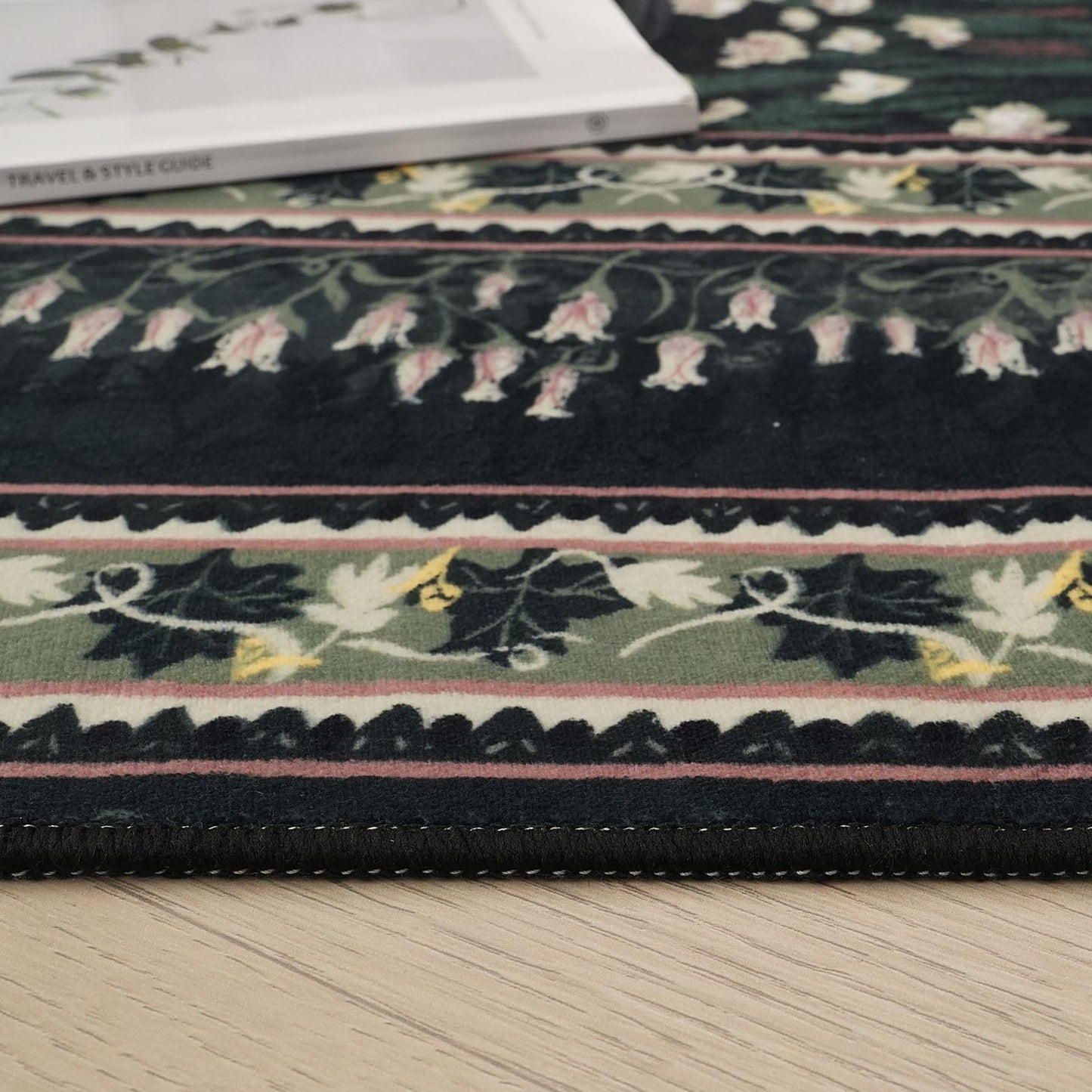 Rugcomf Runner Rug Impressionist-Style Vintage Kitchen Rugs Non Slip Washable Soft Carpet Runner for Kitchen Laundry Bedroom Bathroom, Green