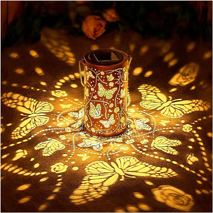 Butterfly Solar Lanterns Outdoor Waterproof Hanging Solar Lights Butterfly Gifts for Women Men Metal Decorative LED Lanterns for Garden Decor,Yard,Patio,Lawn,Tabletop,Pathway,Landscape