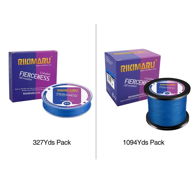 Braided Fishing Line Abrasion Resistant Superline Zero Stretch&Low Memory Extra Thin Diameter Blue 327Yds,50LB
