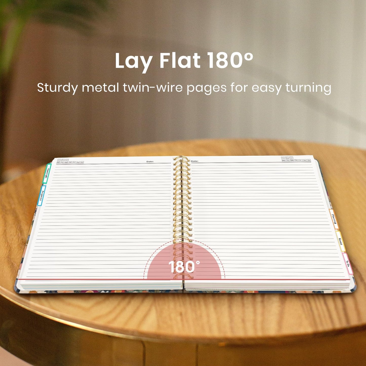 Large Spiral Notebook with Dividers & Tabs, 8.5" x 11" Hardcover 5 Subject Notebook for Work, 280 pages, College Ruled, Cute Journal for Women, Perfect for Study & Office Note Taking, Garden