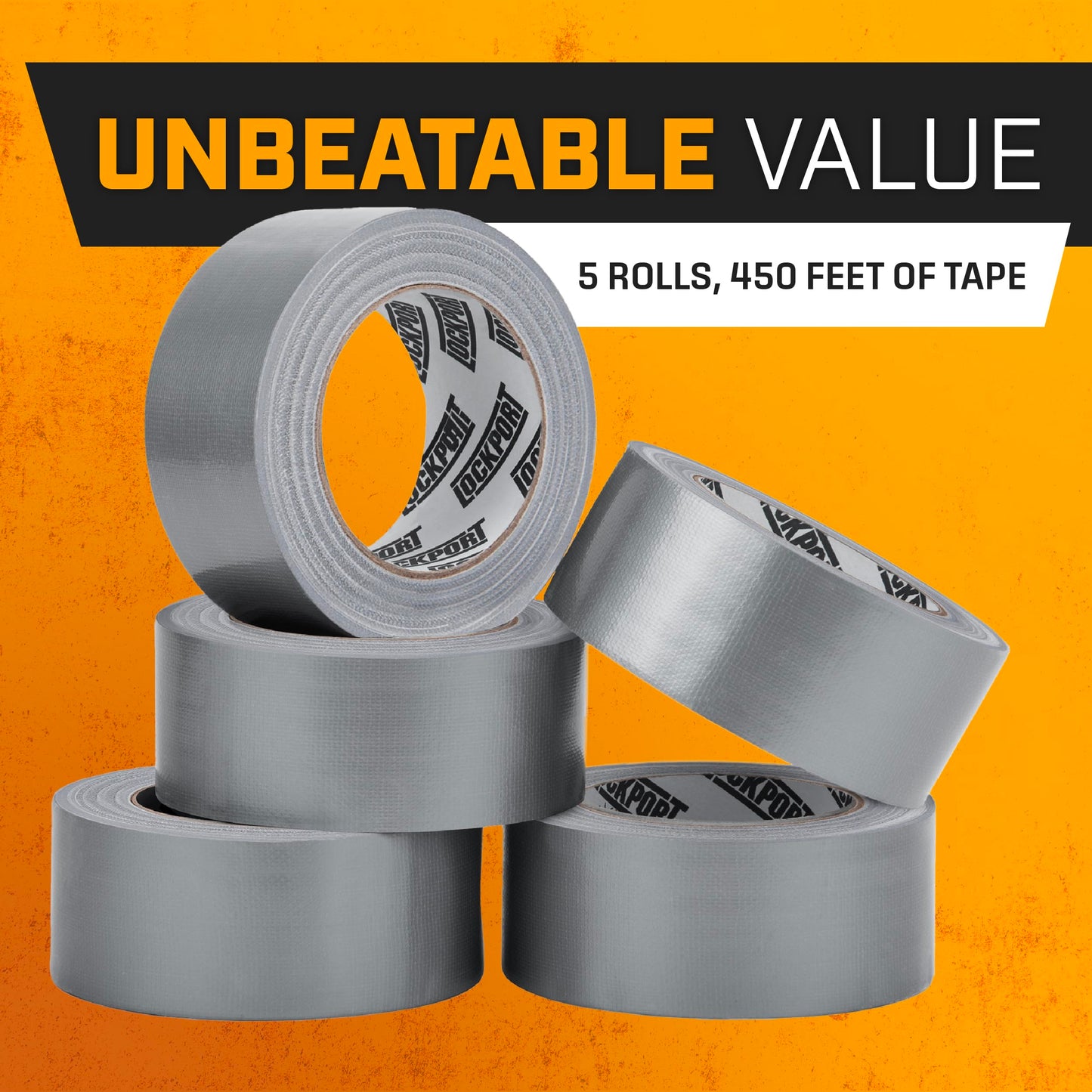 Lockport 5 Pack Duct Tape Heavy Duty Waterproof, Strong Adhesive Silver Duct Tape Bulk for Indoor Outdoor Repairs, Tear by Hand - 30 Yards x 2 Inch