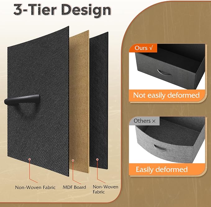 WLIVE Dresser for Bedroom with 8 Drawers, Wide Fabric Dresser for Storage and Organization, Bedroom Dressers, Chest of Drawers for Living Room, Closet, Hallway, Black
