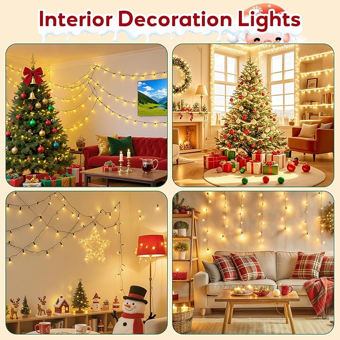 Hishine Outdoor Christmas Lights 164FT 1000LED, String Lights Indoor 8 Modes Waterproof Plug in Christmas Tree Light for Holiday, Warm White