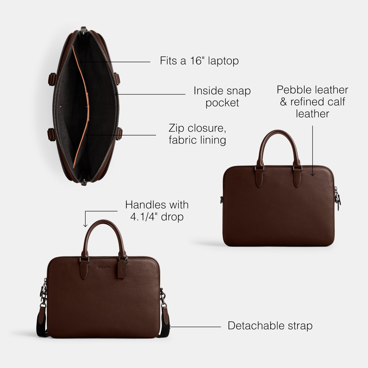 Coach Men's Gotham Slim Briefcase Maple One Size
