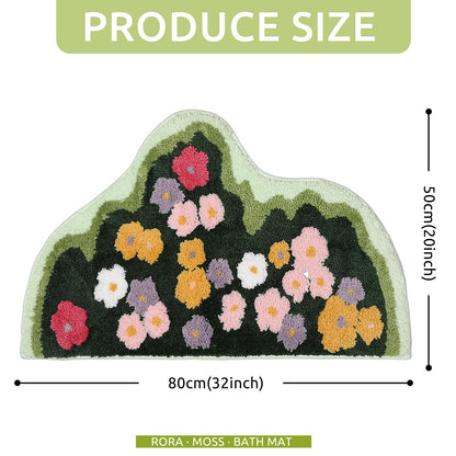 Lovely Green Moss Leaf Bathroom Rug - Non-Slip 3D Moss Carpet, Washable, Water Absorbent, Soft, Bed for Bathroom, Bedroom, Kitchen, Living (A, 1.6x2.6ft)