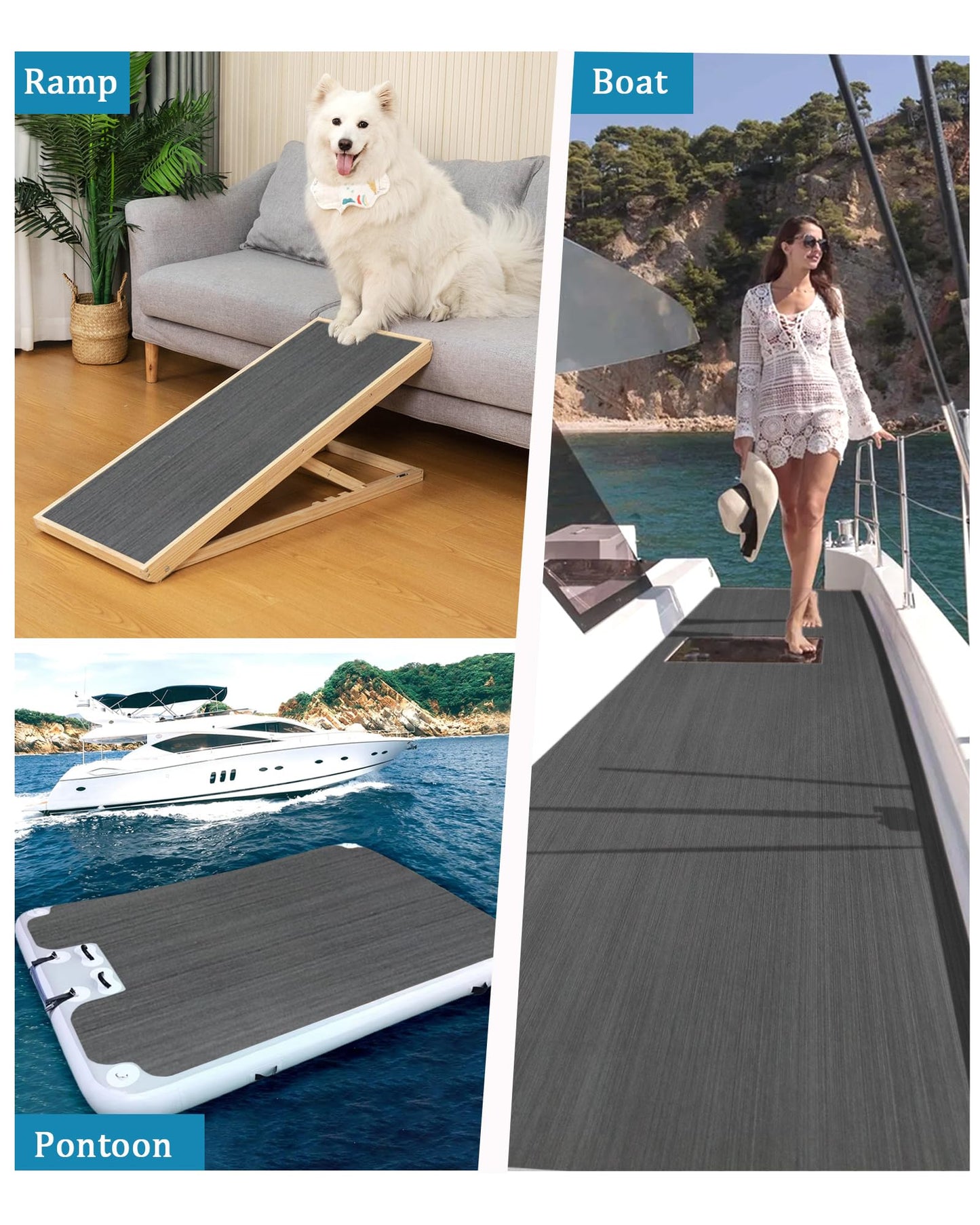 KXKZREN Boat Flooring EVA Foam Decking Sheet Mateials Non-Slip Marine Boat Deck Carpet Self-Adhesive Comfort Floor Mats for Boat Motorboat RV Yacht Kayak Cooler Top, 94" L x 16" W