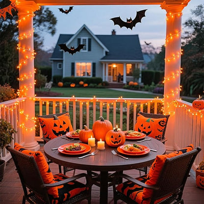 JMEXSUSS 66ft 200 LED Christmas String Lights Outdoor Indoor, Connectable Orange String Lights Clear Wire, Fall Light Plug in for Fireplace Tree Garden Patio Thanksgiving Fall Halloween Decor