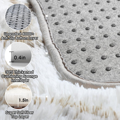 ONASAR Rugs for Living Room Bedroom, 5x8 Fluffy White and Beige Area Rug, Geometric Boho Soft Plush Shaggy Floor Carpet Mat for Nursery Kids Girls Boys Teen Dorm Home Decor Aesthetic