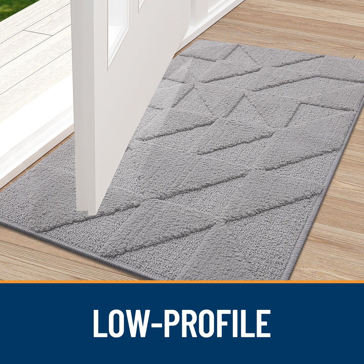 OLANLY Door Mats Indoor, Non-Slip, Absorbent, Dirt Resist, Entrance Washable Mat, Low-Profile Inside Entry Doormat for Entryway (32x20 inches, Grey)