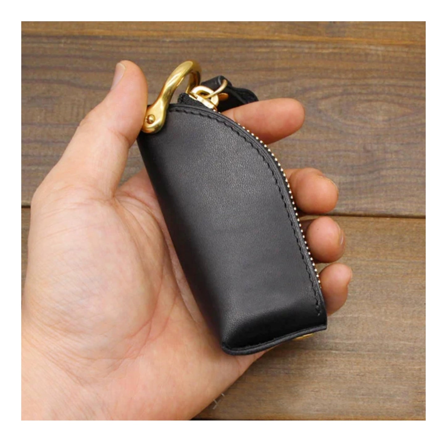 Zip-Around Key Pouch, Zippered Key Holder with Hanging Ring, Car Key Fob Protector, PU Key Fob Case (Green)