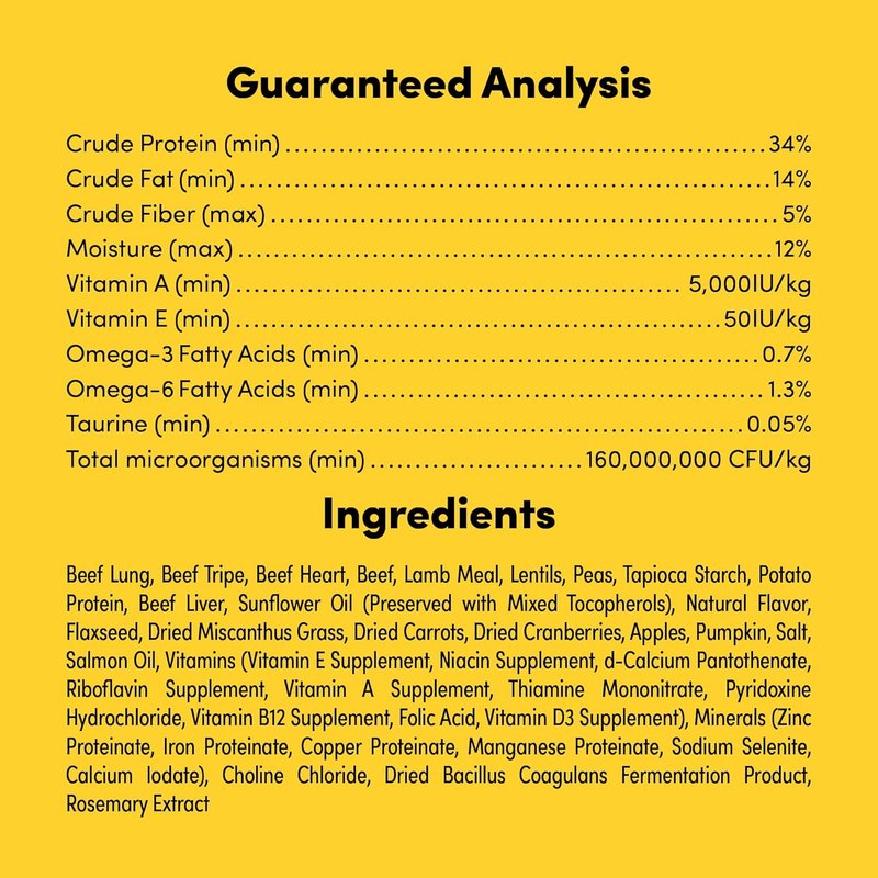 Grass-Fed Beef Freeze-Dried Raw Mix Dog Food - High Protein, Grain-Free, Non-GMO | 2 lb