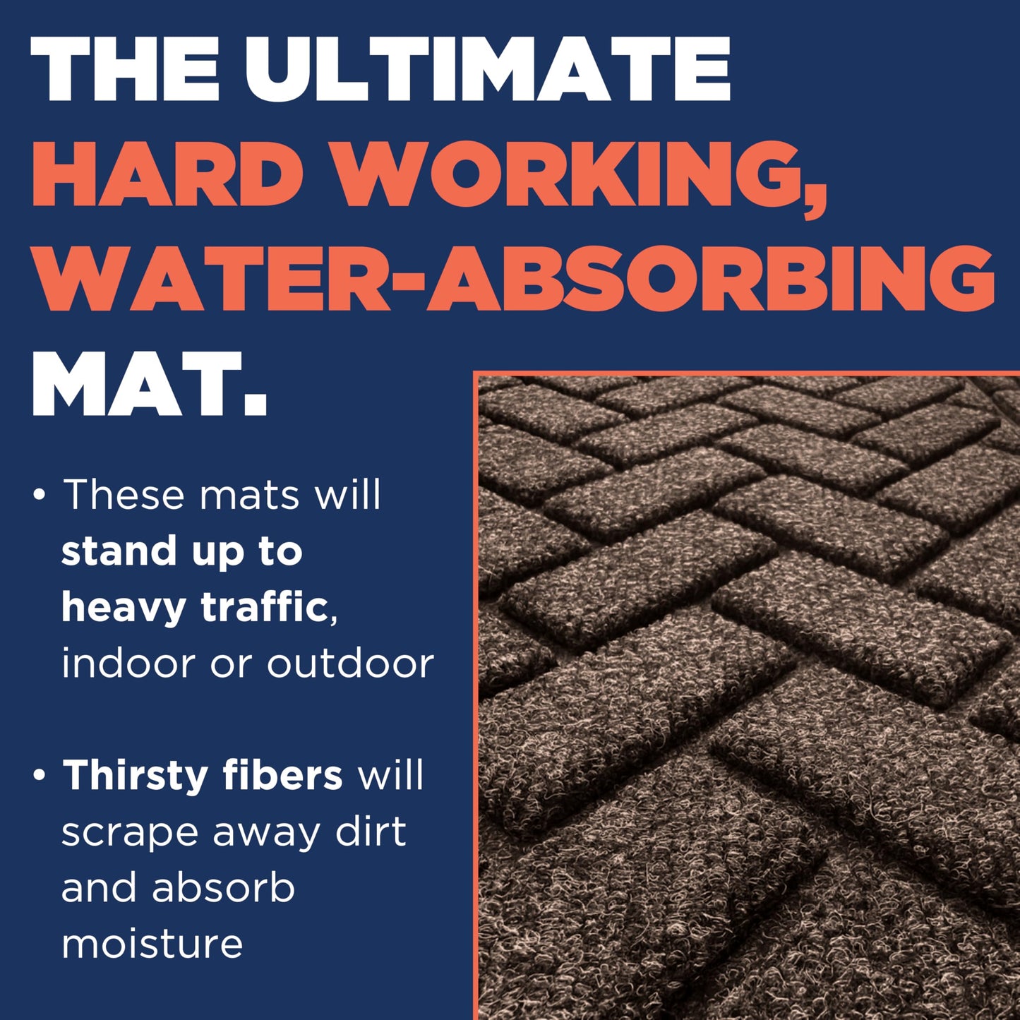 MATSINC Artisan Entry Front Door Mat - Rubber Back Indoor Outdoor with Half Moon Brick Design, Water Absorbing Welcome Front Door Mat Outside Entrance Made in The USA, 2' x 3'(Walnut)