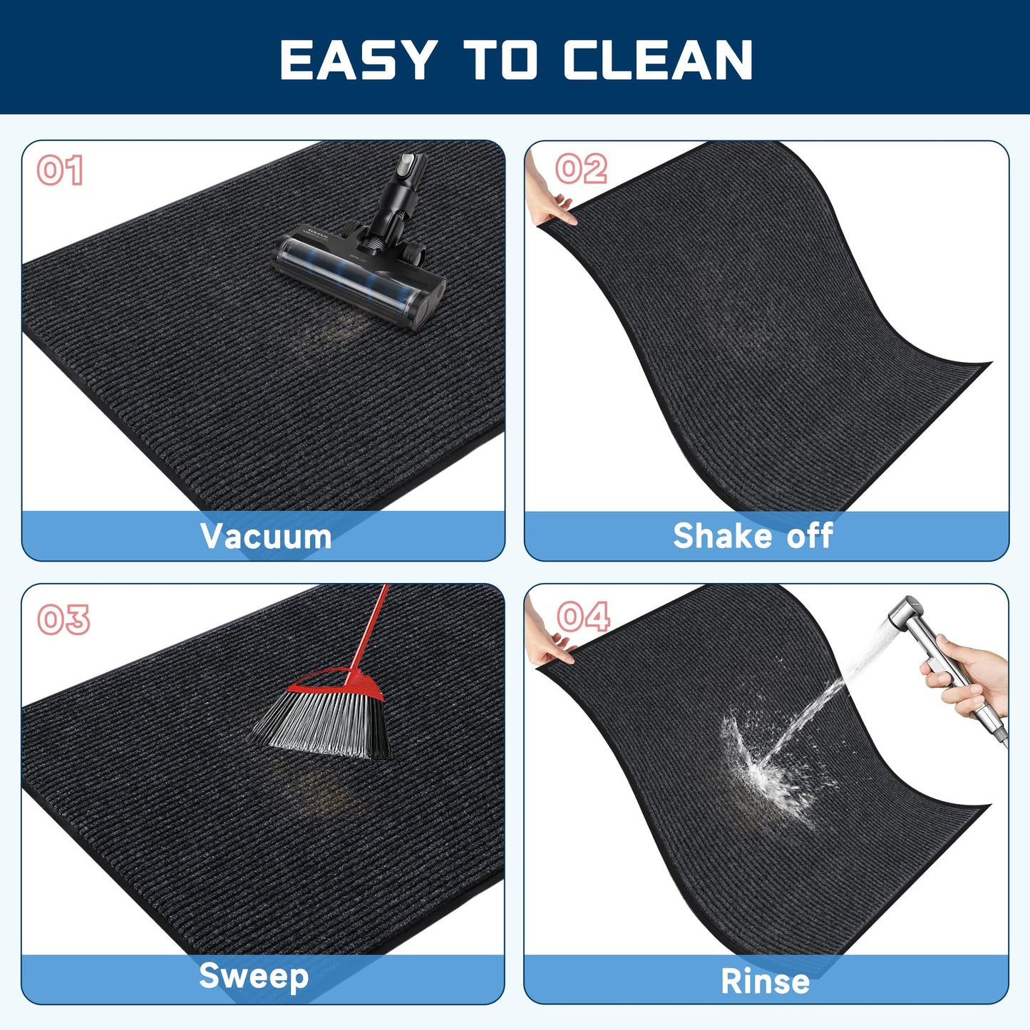BesWin Indoor Outdoor Mat, 3' x 4' All-Season Waterproof Doormat for High Traffic Entryway, Heavy Duty Commercial Floor Mat, Non Slip Rubber Backing Front Door Mat Outside Entrance, Low-Profile, Grey