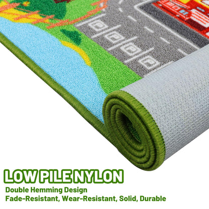 Kids Rug Car Carpet 78.7"x59", Car Rug for Kids Room Playroom Bedroom, Non-Slip Town City Road Map Rugs, Track Car Mat for Kids Boys Girls (78.7X59Inch,Green)