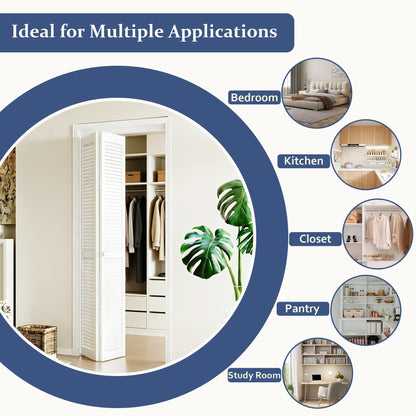 BARNER HOME Louvered Bi-Fold Door, Fits 30" x 80" Standard Openings, White Folding Closet Door with Hardware Kit, Ventilated MDF 2 Panels, Ideal for Laundry, Bedroom, or Pantry