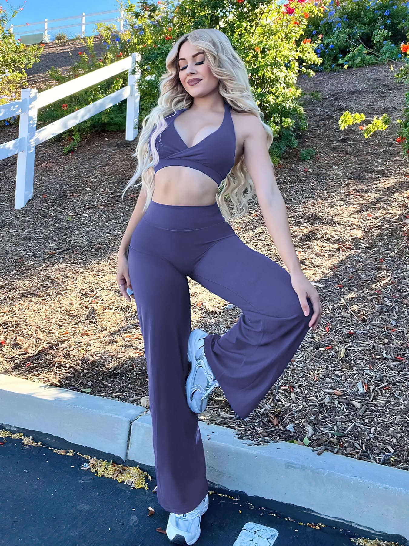 YEOREO Workout Leggings Womens No Front Seam Straight Leggings 31.5" High Waist Buttery Eddiy Gym Yoga Pants Deep Cobalt M