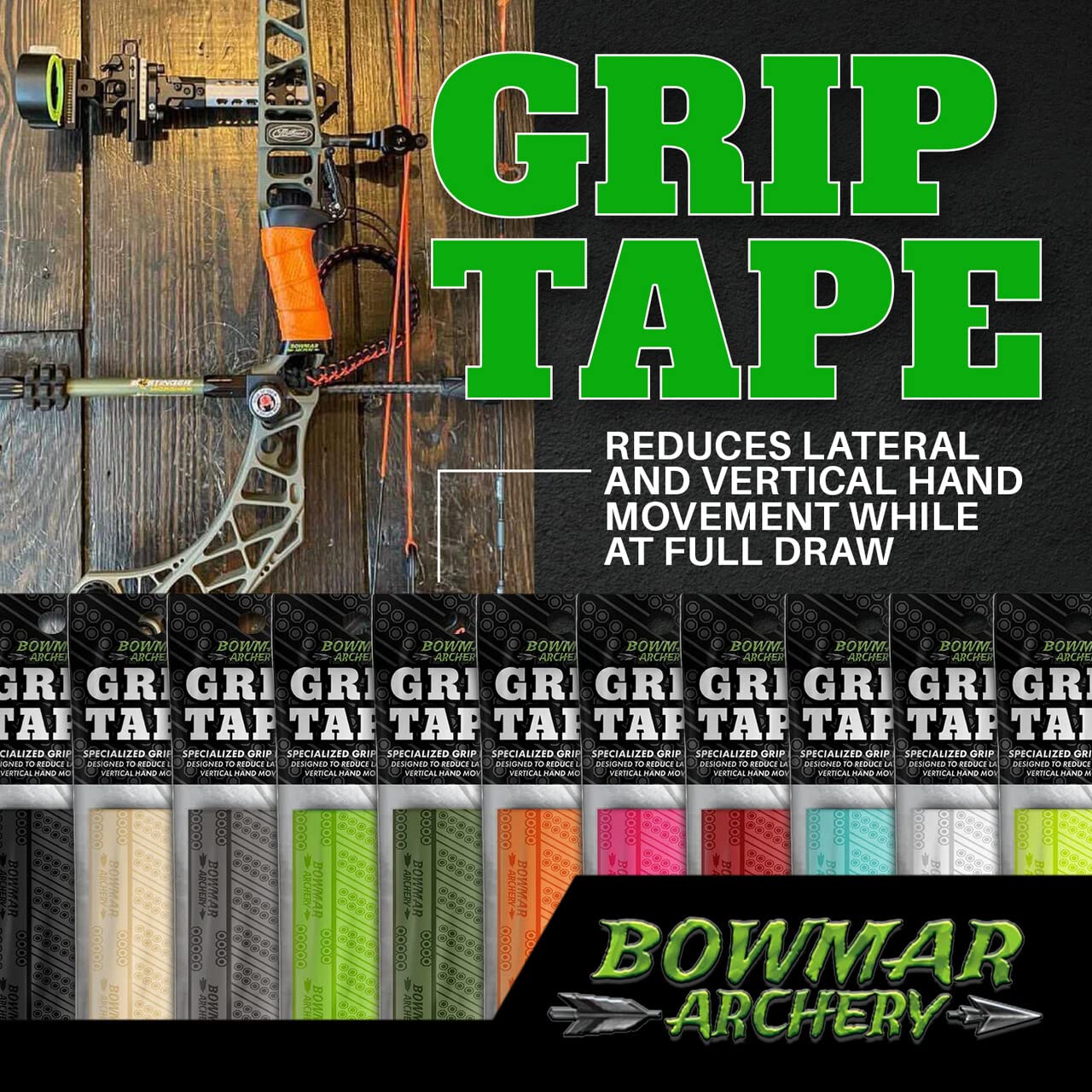 Bowmar Archery Grip Tape, Designed for Archers, Self-Adhering, Effective in Dry or Wet Conditions, Comfortable, Tacky, Easy to Install (Pink)