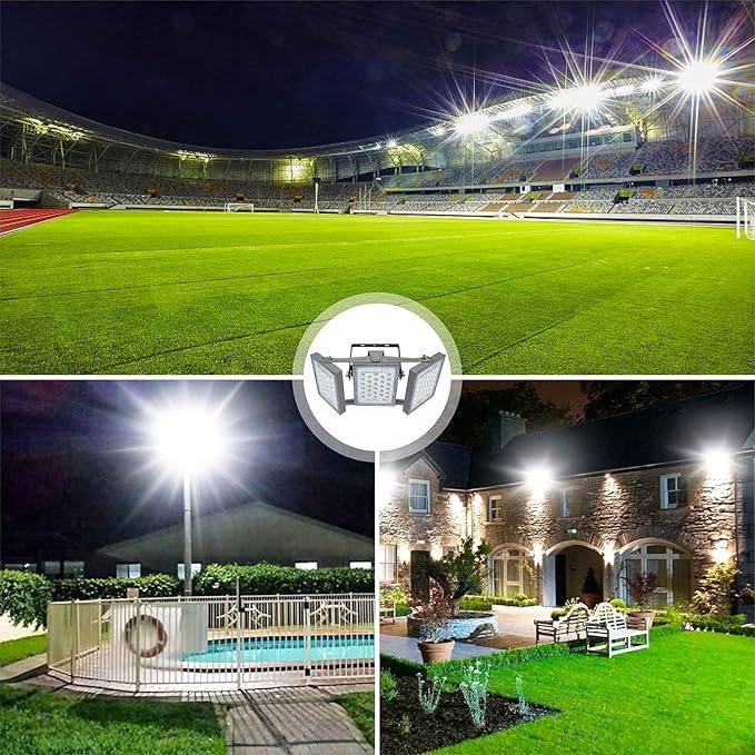 STASUN 150W 15000lm Dimmable LED Flood Light Outdoor, Flying Series Pro - 3 Panel 330° Lighting Angle, 6000K, IP66 Exterior Floodlights for Backyard, Stadium, Arena, Court, Commercial, Parking Lot