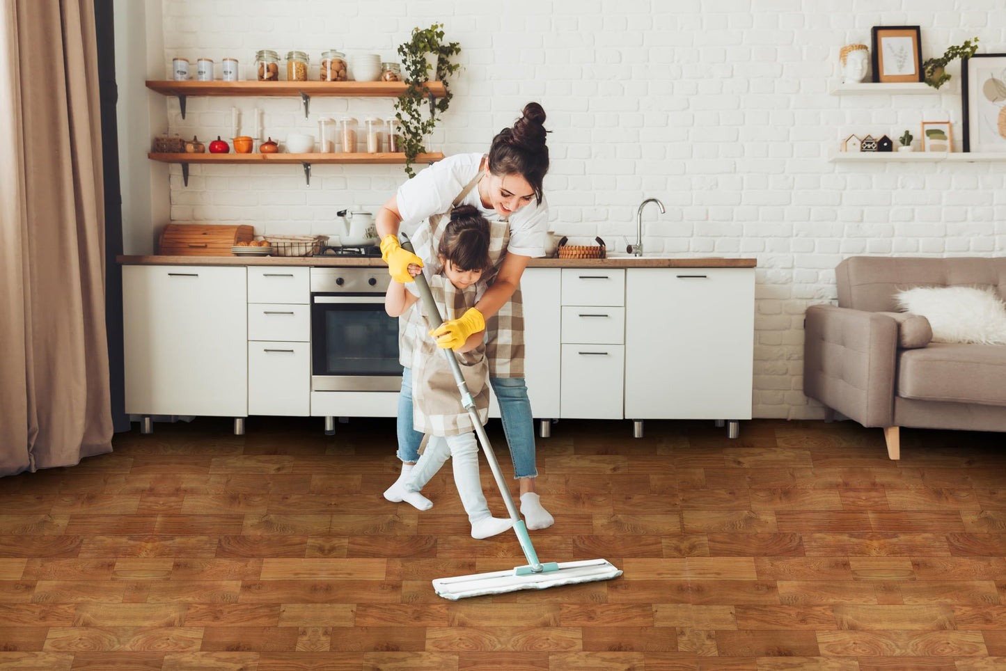Oxdigi Vinyl Flooring Roll 53 sq.ft | 3'4"W x 16'5"L, PVC Leather-Like Linoleum Floor Covering, Waterproof Durable Heavy Vinyl, Easy to Install with Tape, Removable- No Adhesive Backing, Natural Oak