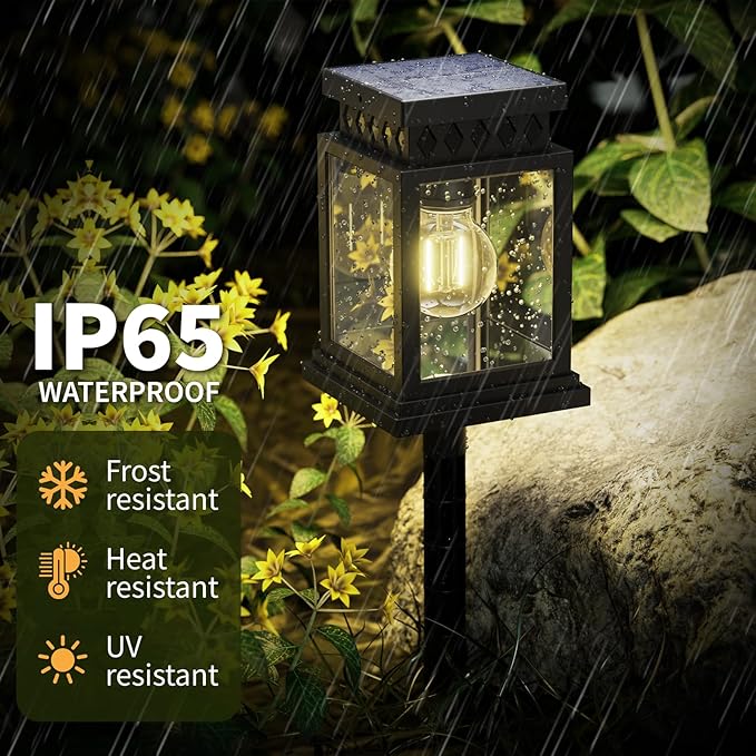 Solar Pathway Lights Outdoor for Pathway Garden Yard Patio Driveway, Solar Walkway Lights Auto On/Off, Warm White, Up to 8H Lighting (4 Pack)