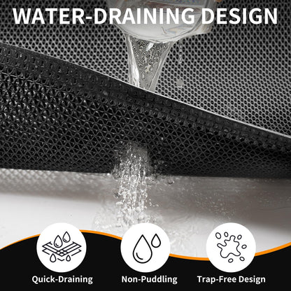 QiCaiJia Front Door Mat 20''x31'', Drainage Heavy Duty Dirt Trapping Non-Slip Doormats, Outdoor Rubber Floor Mats, Restaurant Commercial Kitchen Industral Pool Entrance Bar Wet Area, Black