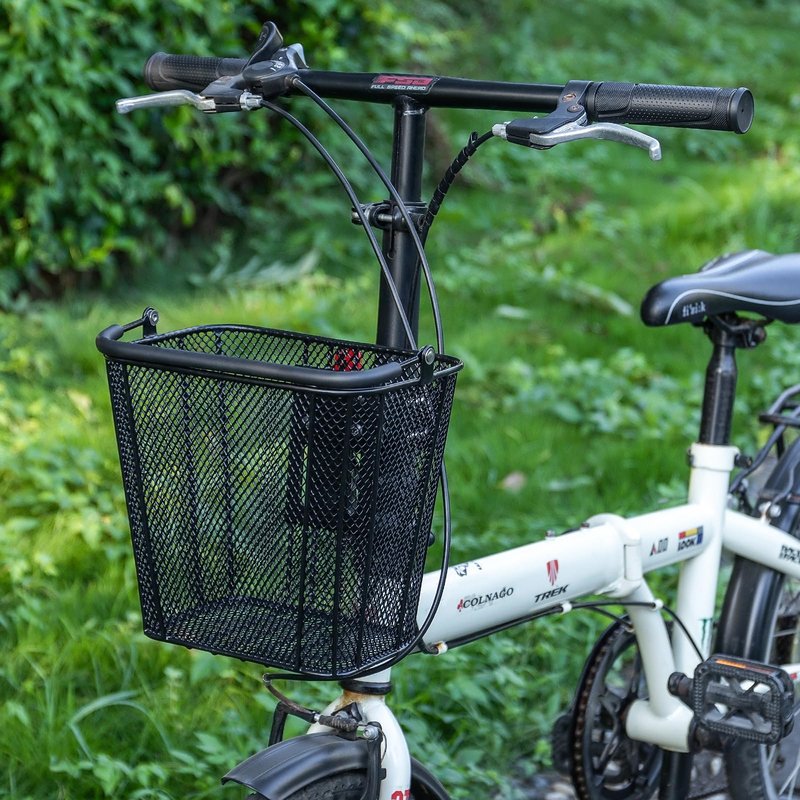 CXWXC Scooter Basket with Handle- Quick Release Front Bike Basket for E-Scooters - Bicycle Baskets with Fixed Bracket Fits Folding Bikes, Kick and Knee Scooters