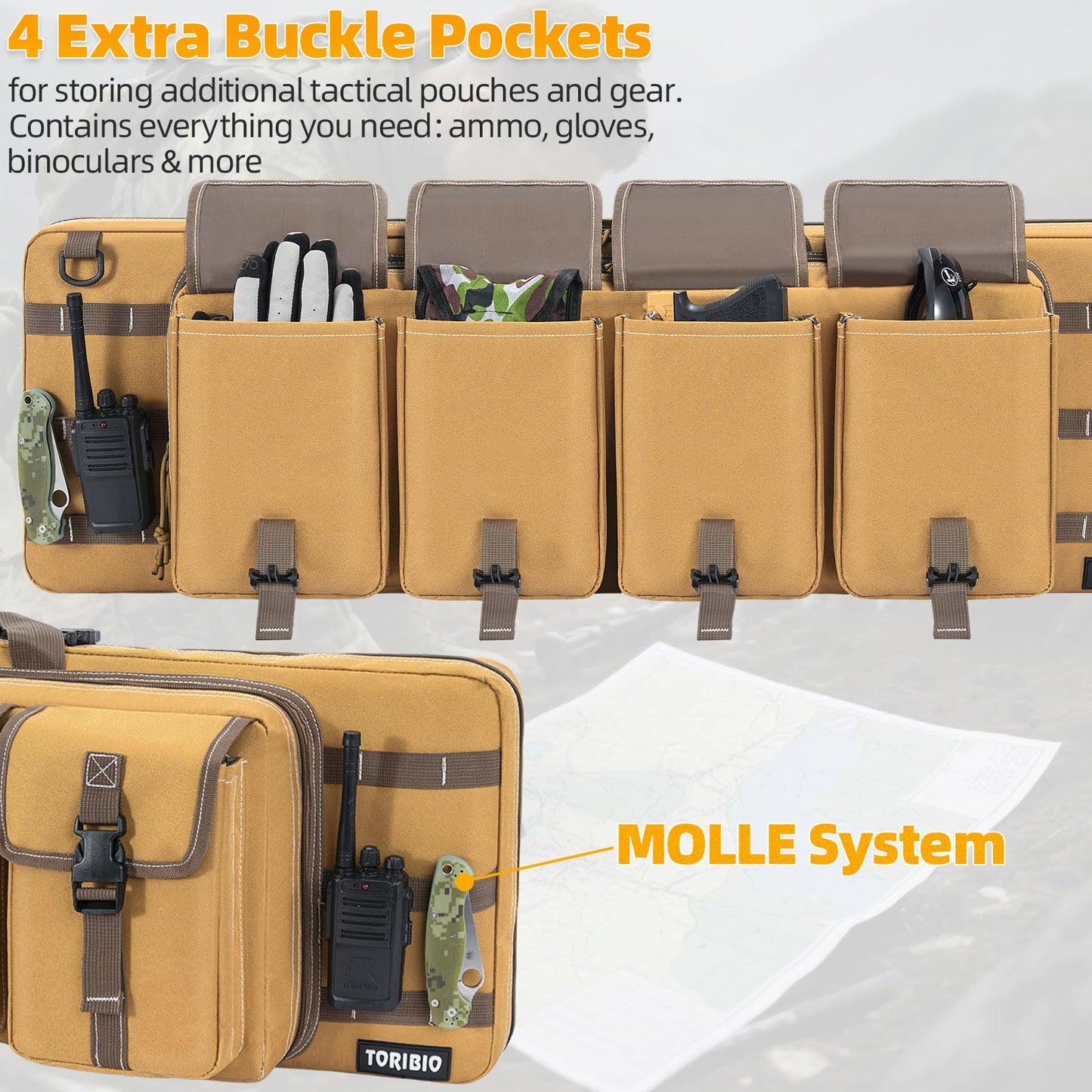 TORIBIO Double Rifle Case Soft Bag 32" 34" 36" 42" 46" 48'' 51“ 55” Gun Case Tactical for Rifle Firearm Storage, Transportation and Hunting Shooting Range, Rifle Backpack