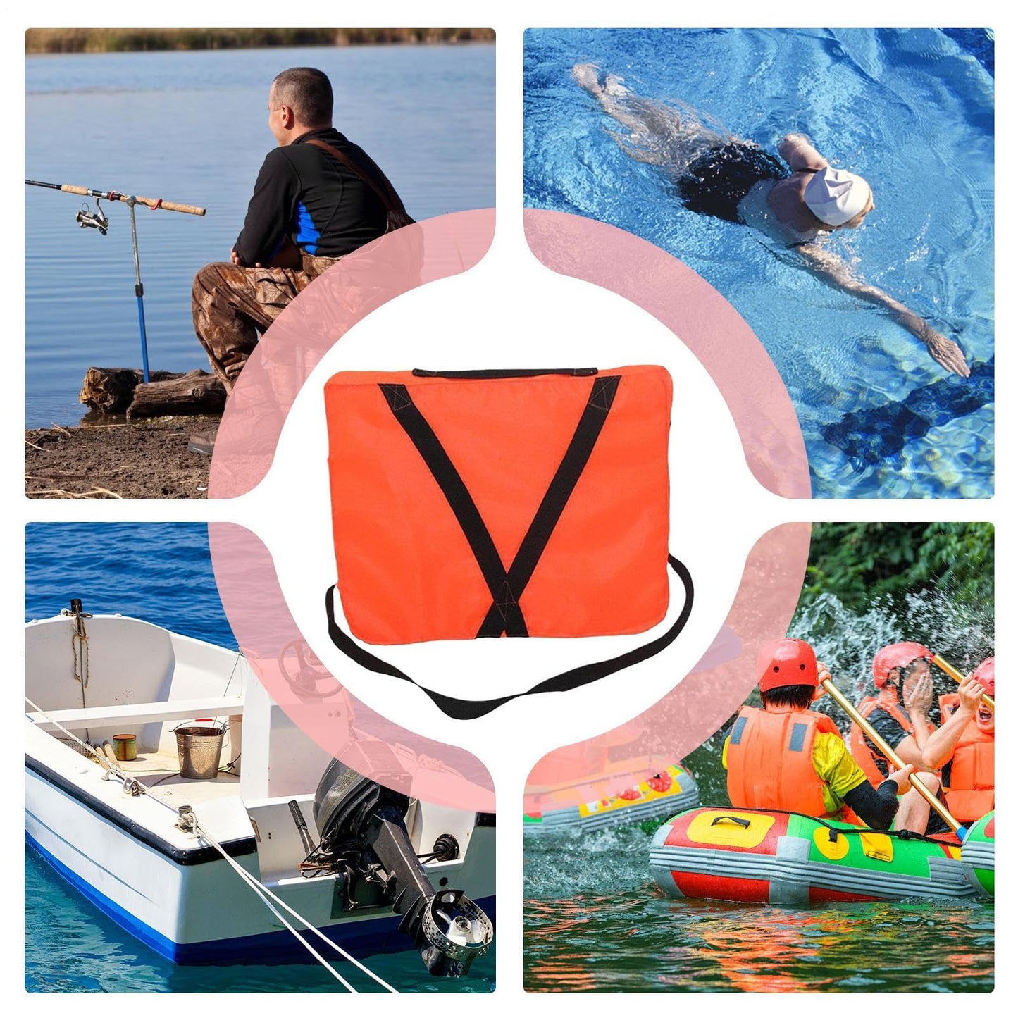 Boat Cushions Flotation, Floating Rescue Gear, Life Preserver with Strap Rescue Device, for Swimming Marine Pool Paddle Board