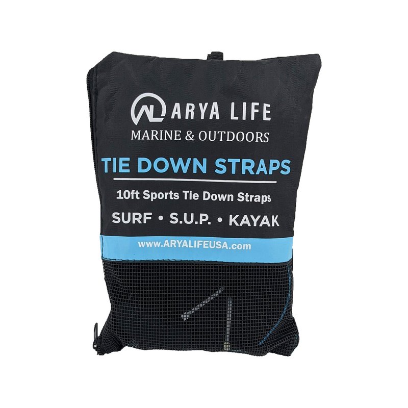 Arya Life 10 Feet 'No Scratch' Silicone Buckle Rack Strap Tie Down Cam Straps for Surfboard SUP Paddleboard Kayak Snowboard and Canoes (Set of 2), Black