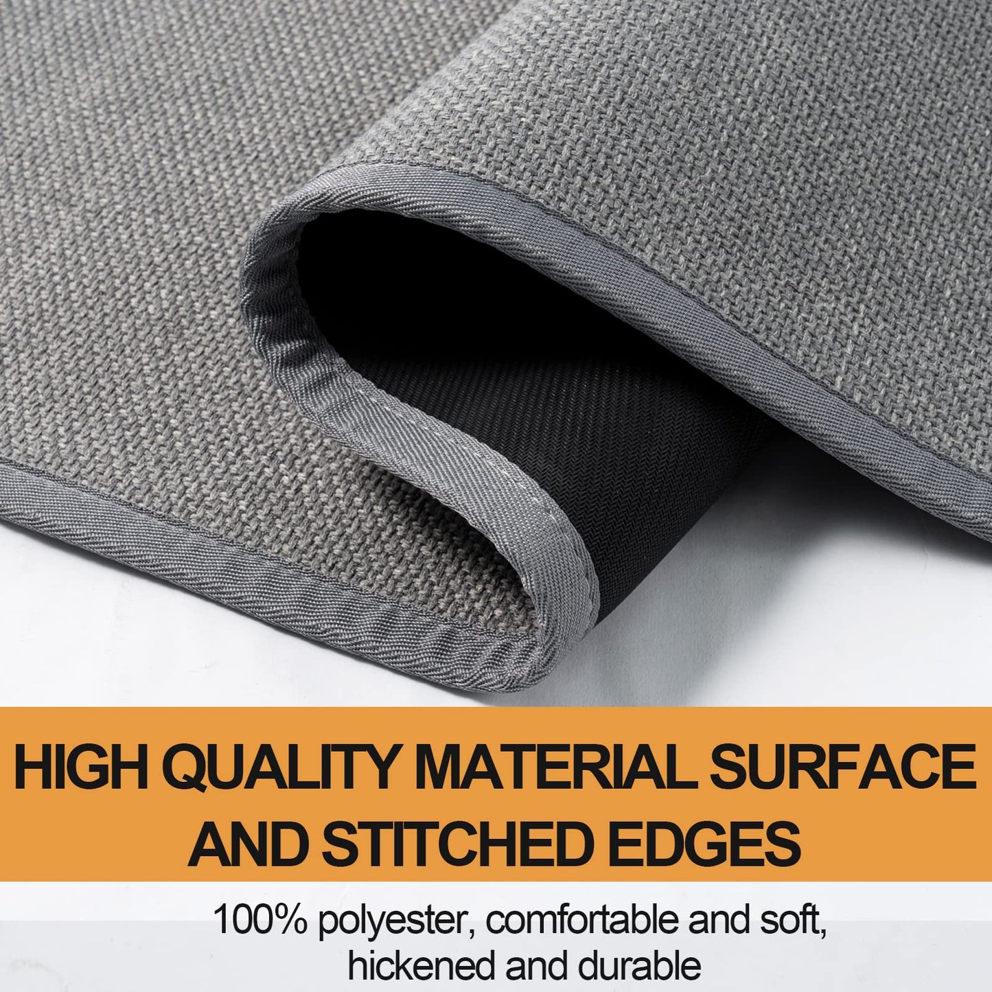 SUMLANS Kitchen Mat Set of 2 PCS, Cushioned Non Slip Rugs for Kitchen Floor, Absorbent Runner Comfort Standing Mats Washable for Kitchen, Office, Home (Grey, 17.3"x47"+17.3"x30")